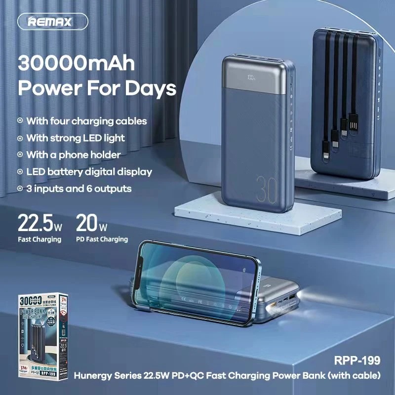 Remax 22.5W 30000mah Power Bank & In-Built Cables | NoFake.lk | NoFake ...