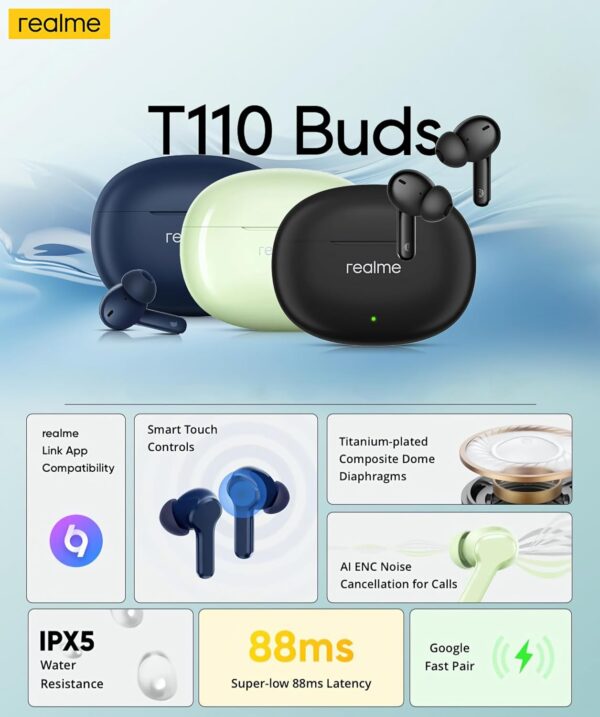 Realme Buds T110 Earbuds With AI ENC - Image 7