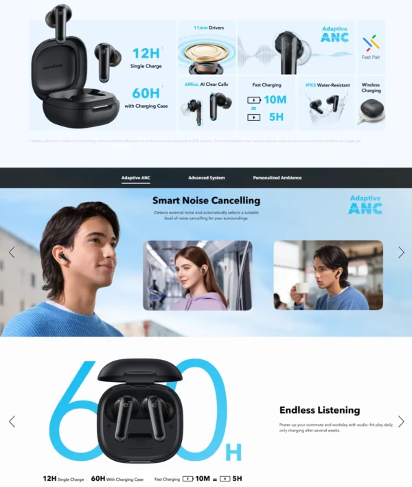 Anker Soundcore P40i Wireless Noise Cancelling Earbuds With Phone Stand - Image 8