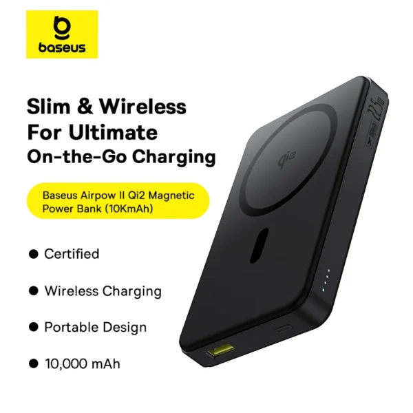 Baseus Airpow II Qi2 Magnetic Power Bank 22.5W 10000mah - Image 2