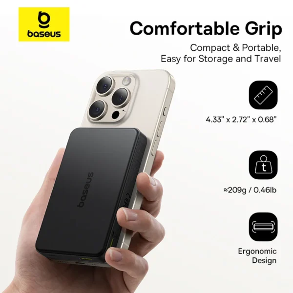 Baseus Airpow II Qi2 Magnetic Power Bank 22.5W 10000mah - Image 4