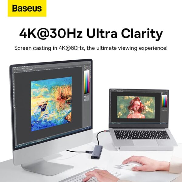 Baseus 4K 30HZ Clarity Ultrajoy Series 5 in 1 Port Hub Docking station - Image 4