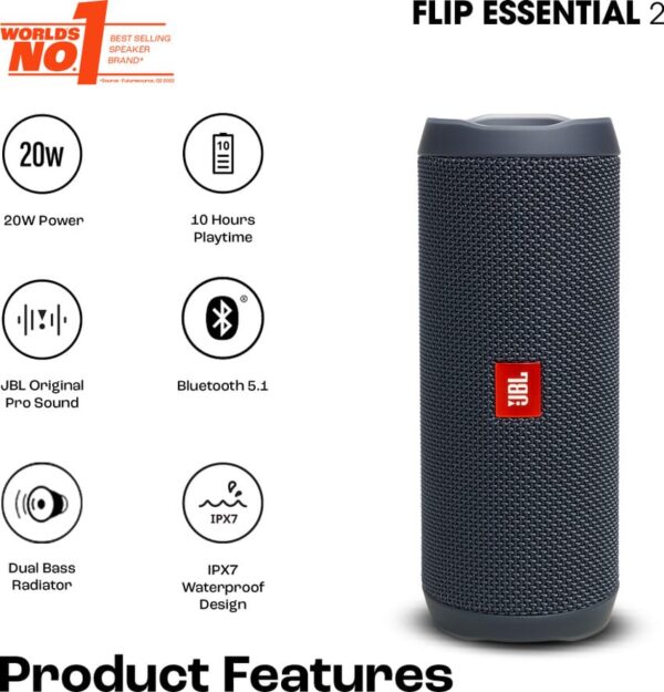 JBL Flip Essential 2 Bluetooth Portable Speaker - Image 4