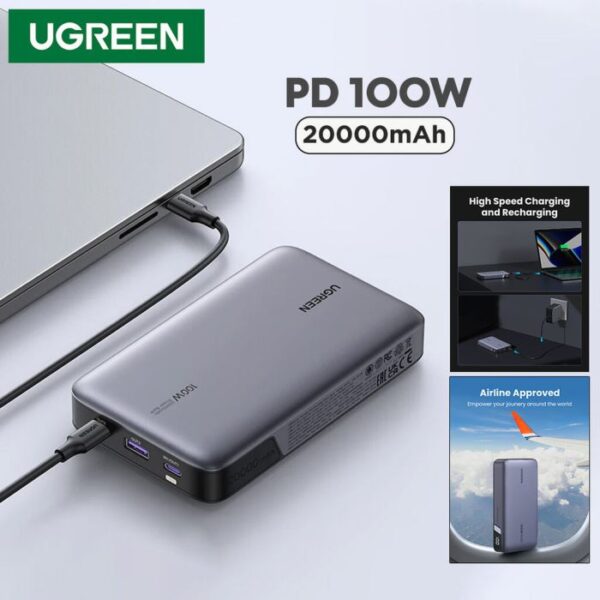 UGREEN 100W 20000Mah Flight Approved & Safe Charging Power Bank - Image 3