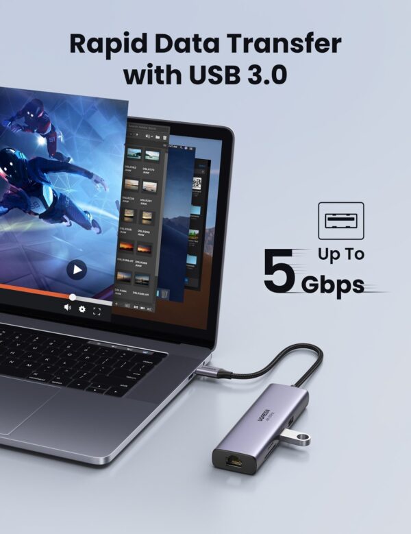 UGREEN 7 In 1 USB-C Multifuntion 100W Hub with HDMI 4K & RJ45 Ports - Image 2