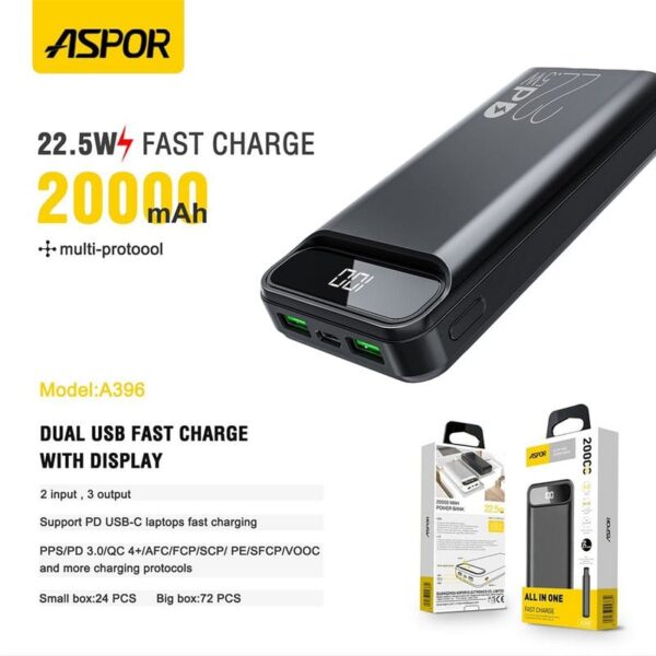 ASPOR 22.5W 20000mAh Power Bank - Image 6