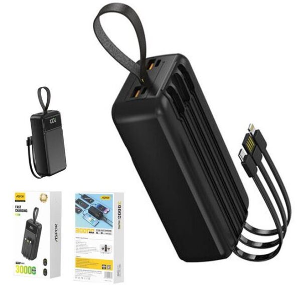 Aspor 22.5W 30000mAh in Built Cables Power Bank